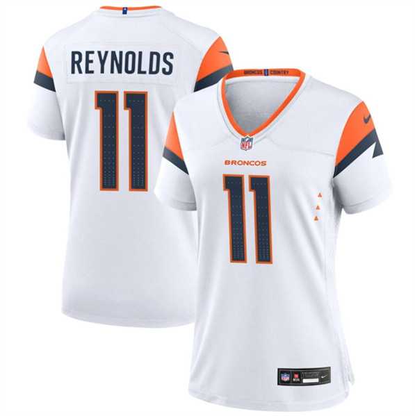 Women%27s Denver Broncos #11 Josh Reynolds White 2024 Stitched Jersey Dzhi